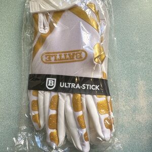 Ultra-Stick Gold and White Men's Gloves